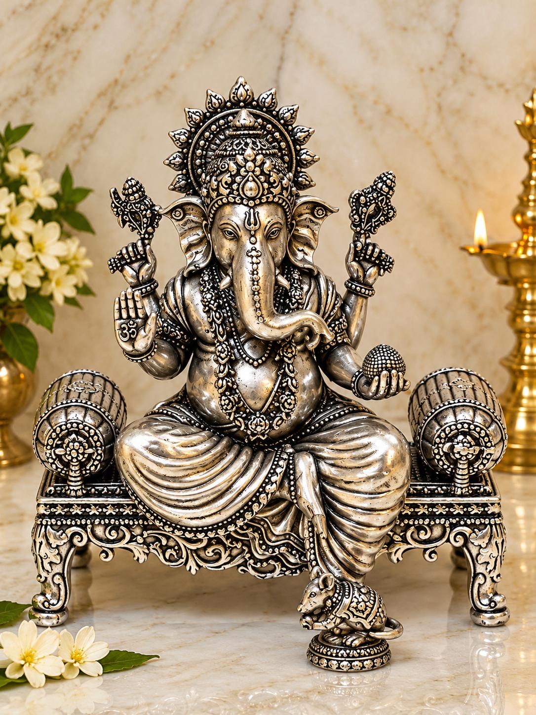 Brass Seating Chowki Ganesha