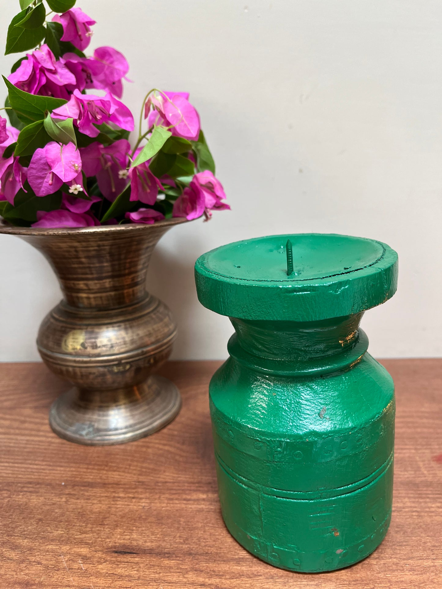 Wooden Green Candle holder