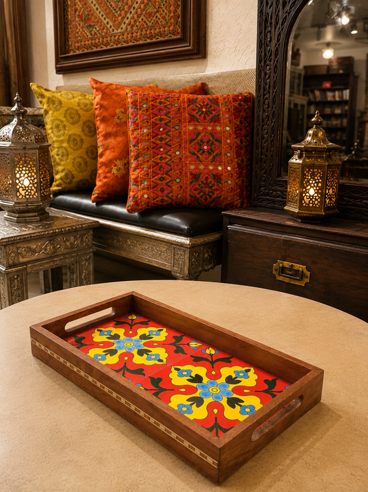 Tiles Tray Serving Snacks ￼