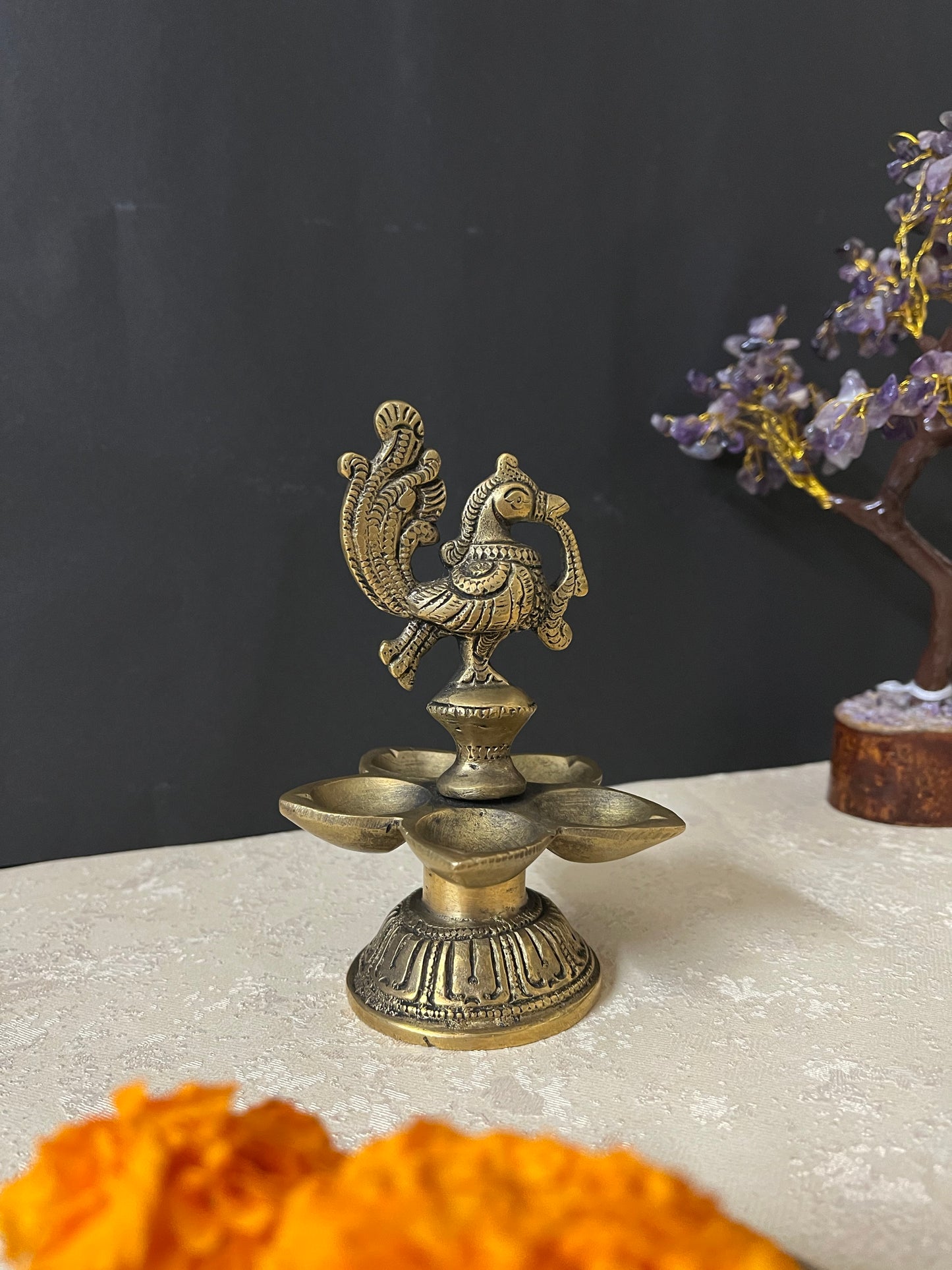 Brass Peacock Diya