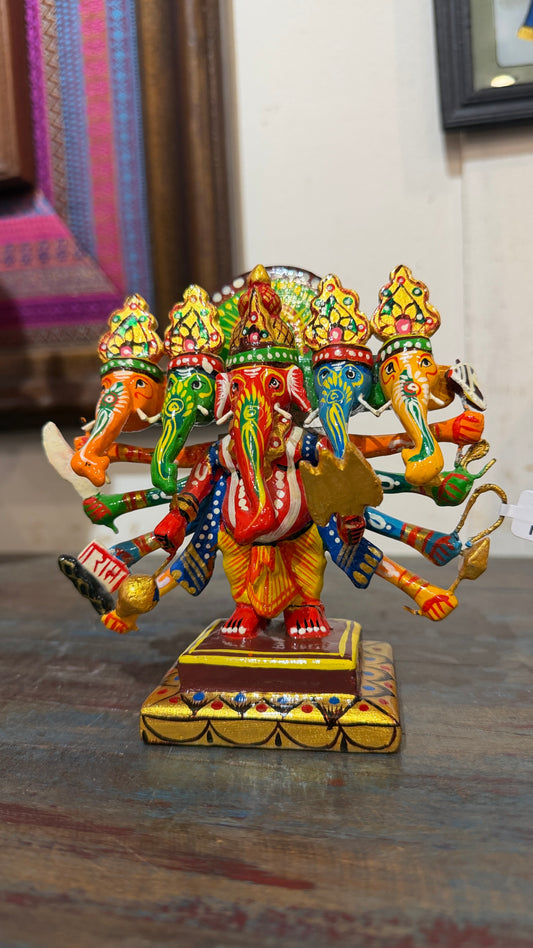 Painted Small Panchmukhi Ganesha ￼