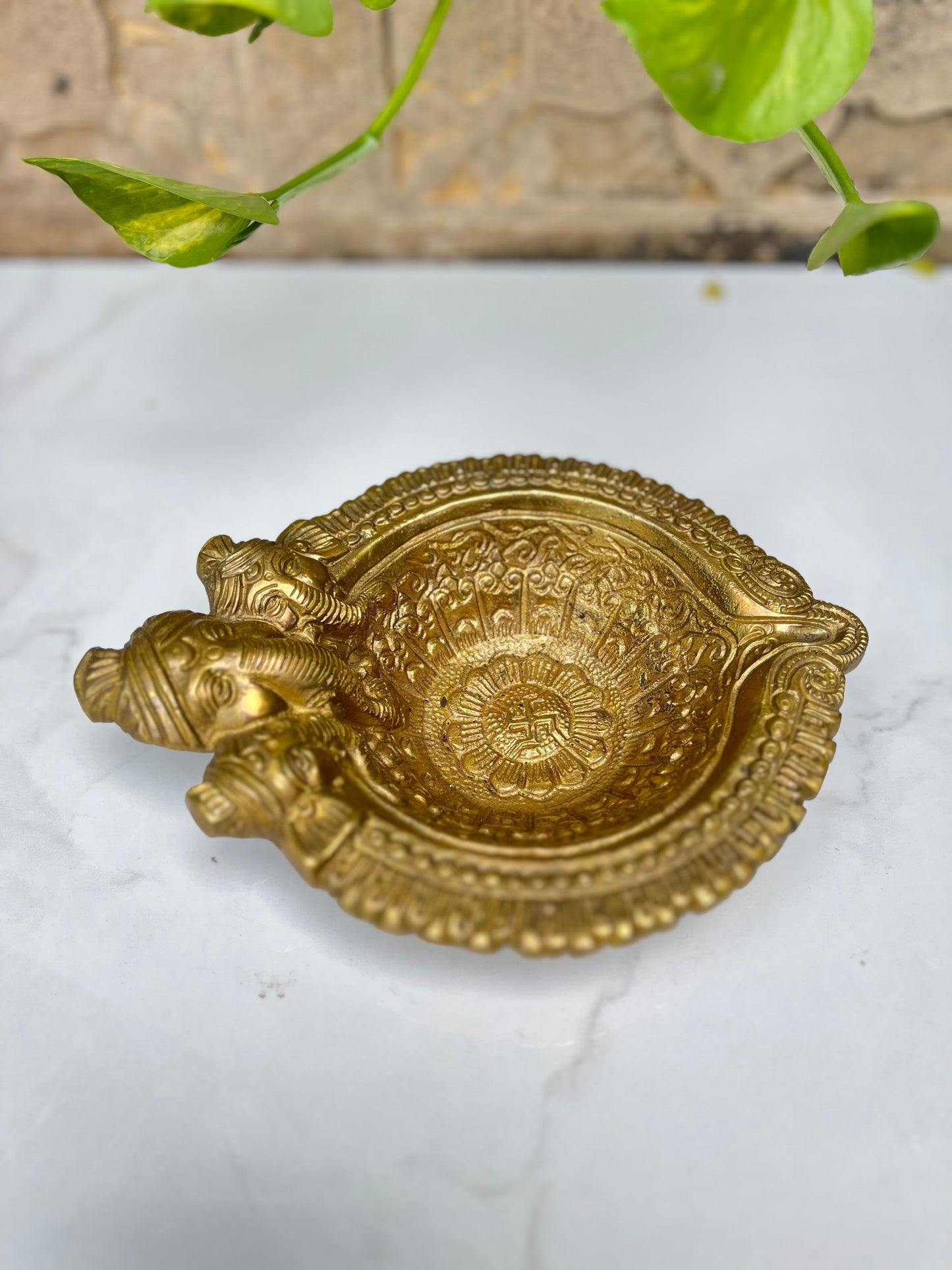 Decorative Brass Ganesha Deepak Face Diya
