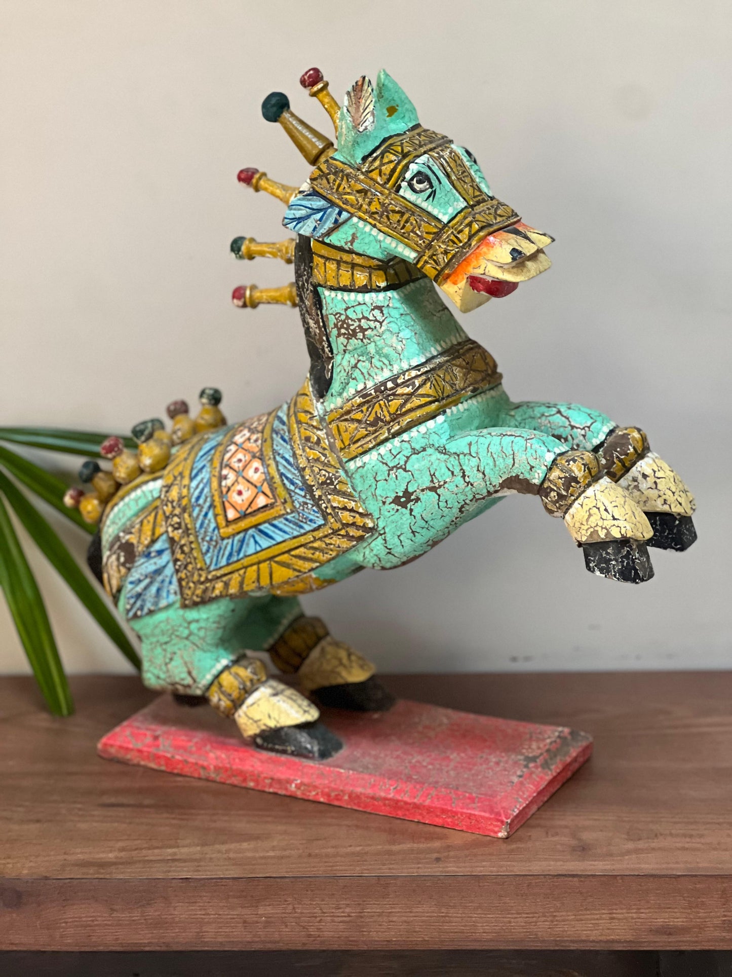 Wood Hand Carved Jumping Horse