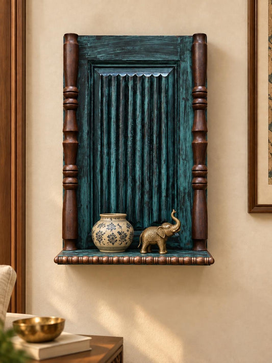 Blue Wooden Wall Shelf