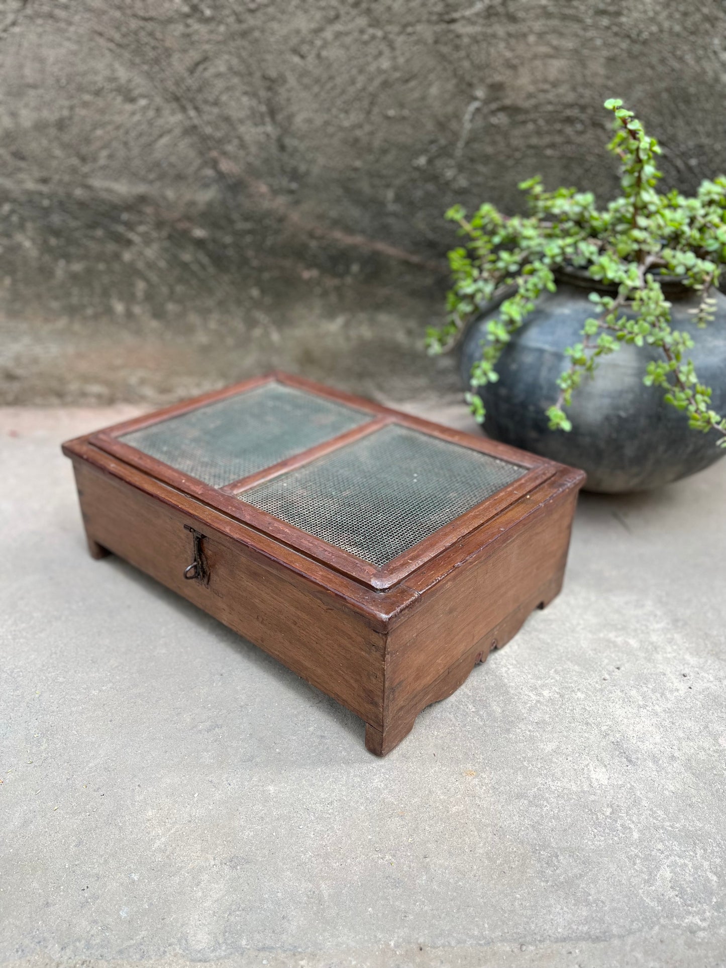 Teak Wood Vintage Jali Storage Box
