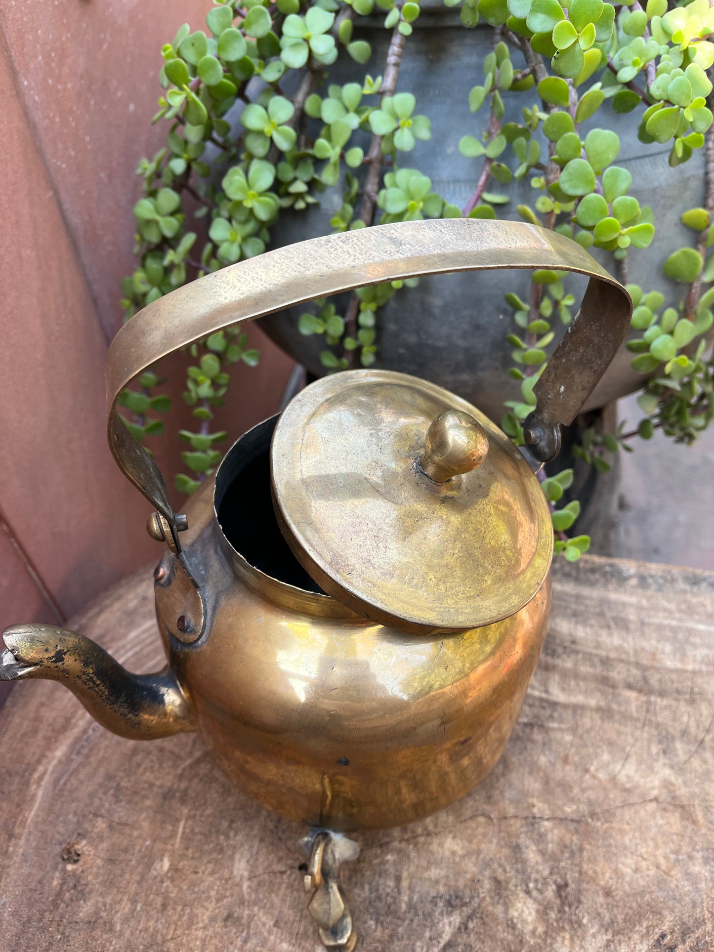 Brass Kettle peacock stand