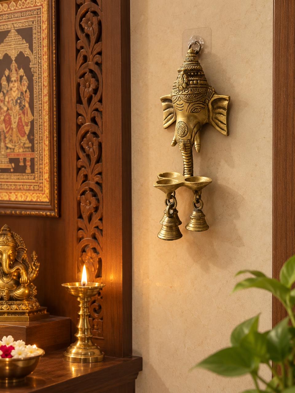 Brass Diya Bell Mask ￼