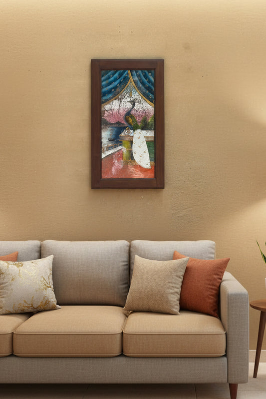 Vintage Peacock Glass Painting ￼