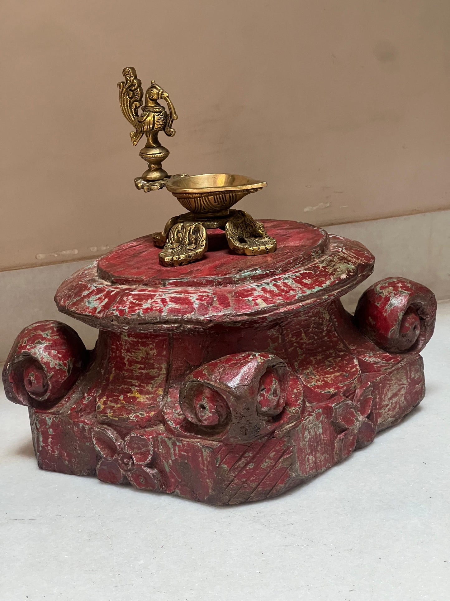 Wooden Bracket Brass Diya ￼