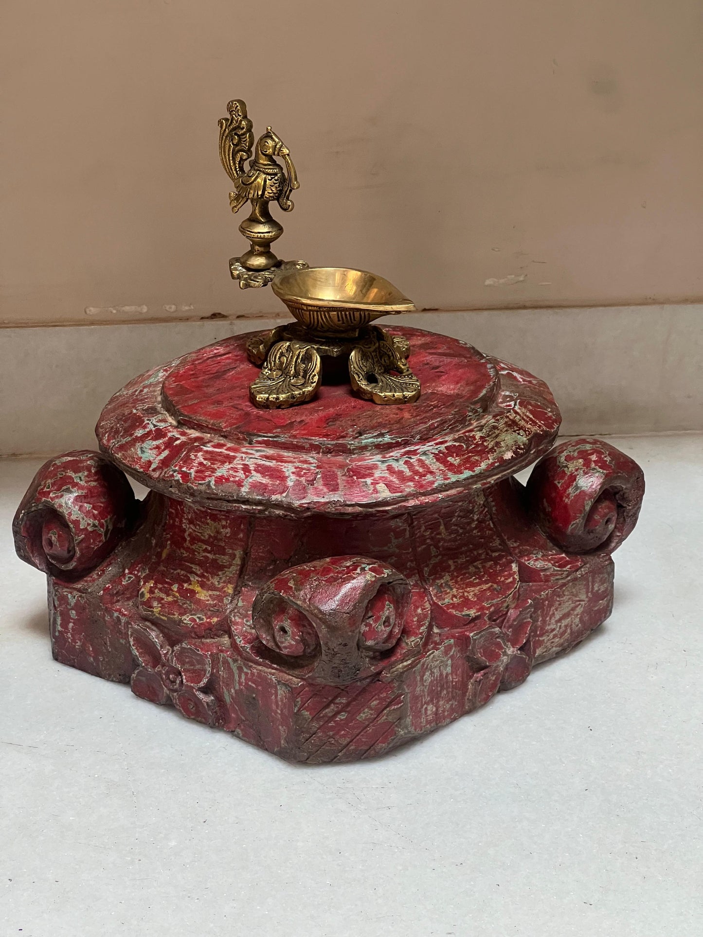 Wooden Bracket Brass Diya ￼