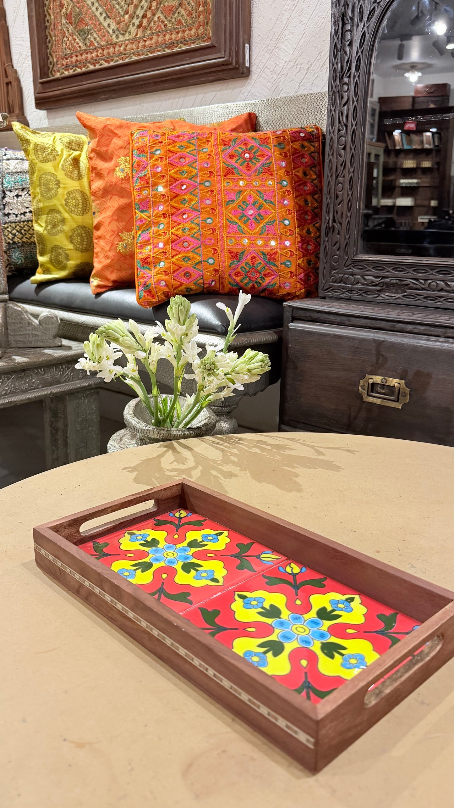 Tiles Tray Serving Snacks ￼