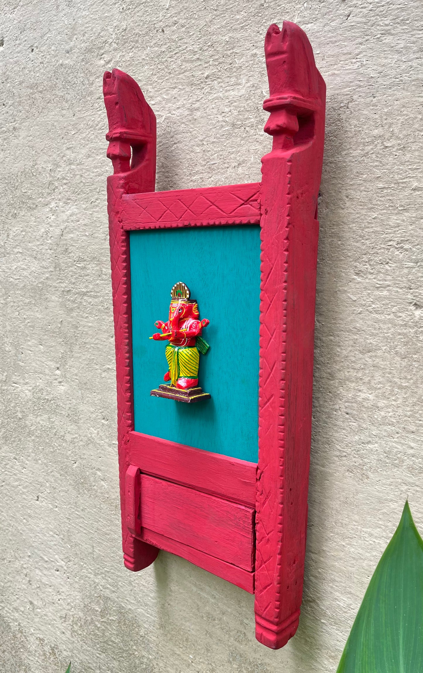 Vintage Wood Gujarati Frame With Ganesha