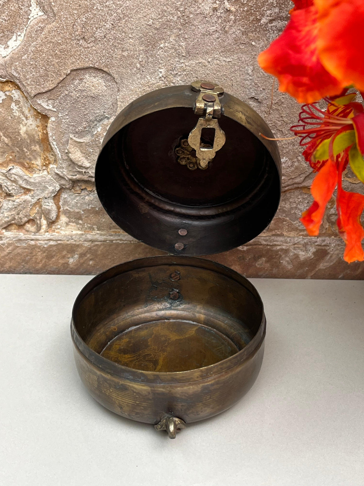 Vintage Brass Round Box