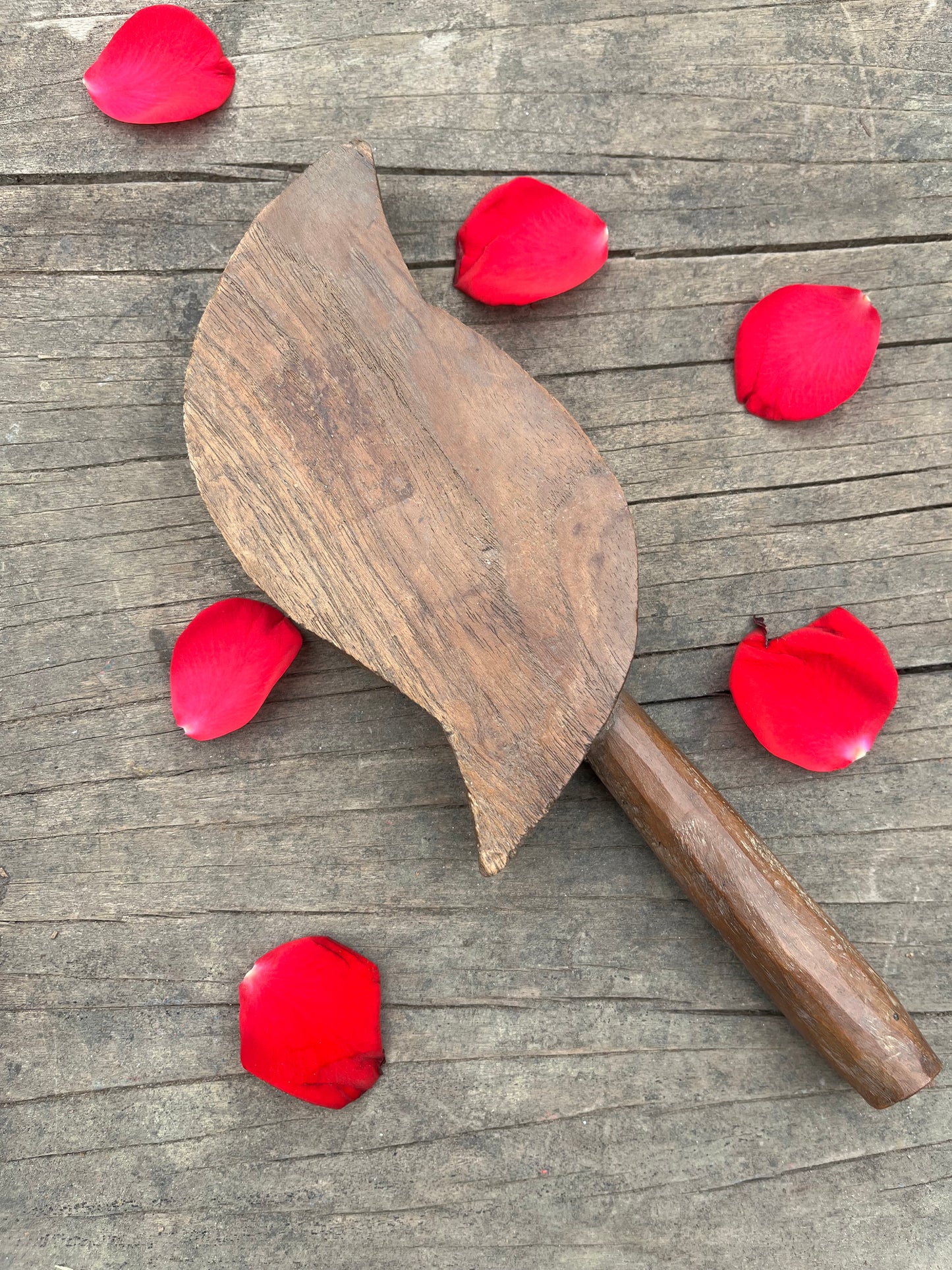 Old wooden Leaf Spoon