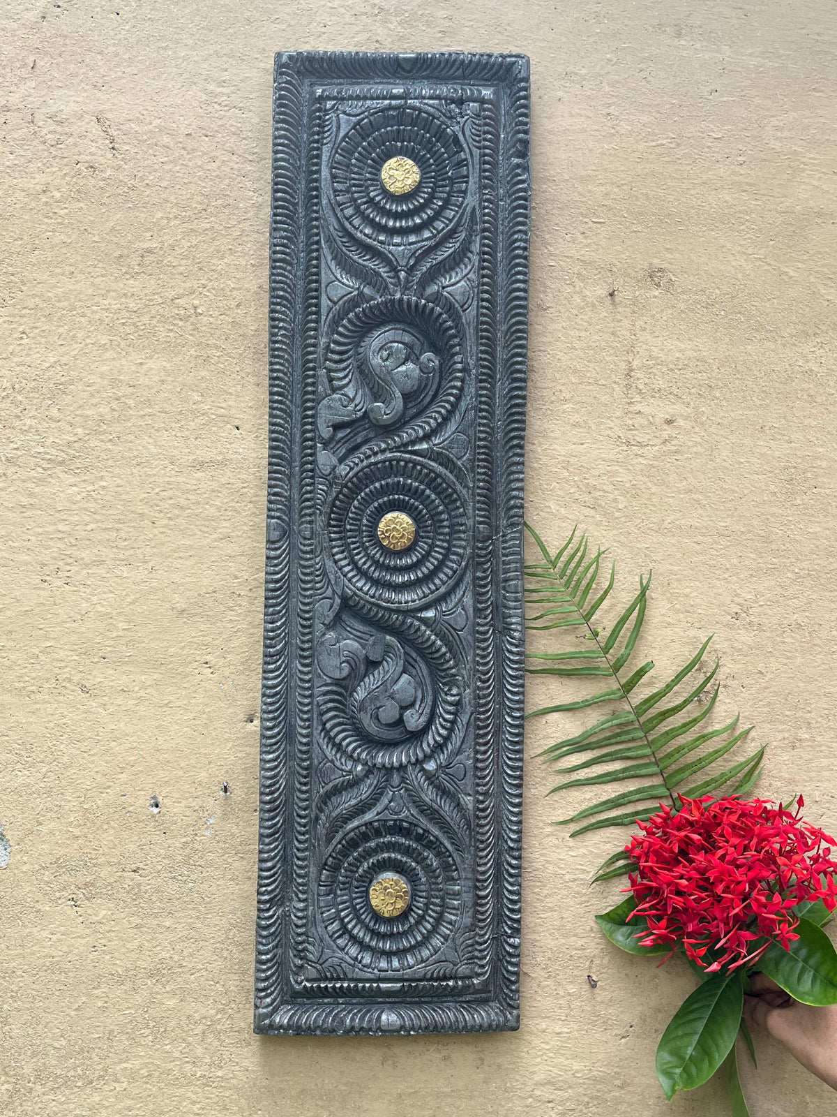 Hand  Carved Gray Decorative Panel