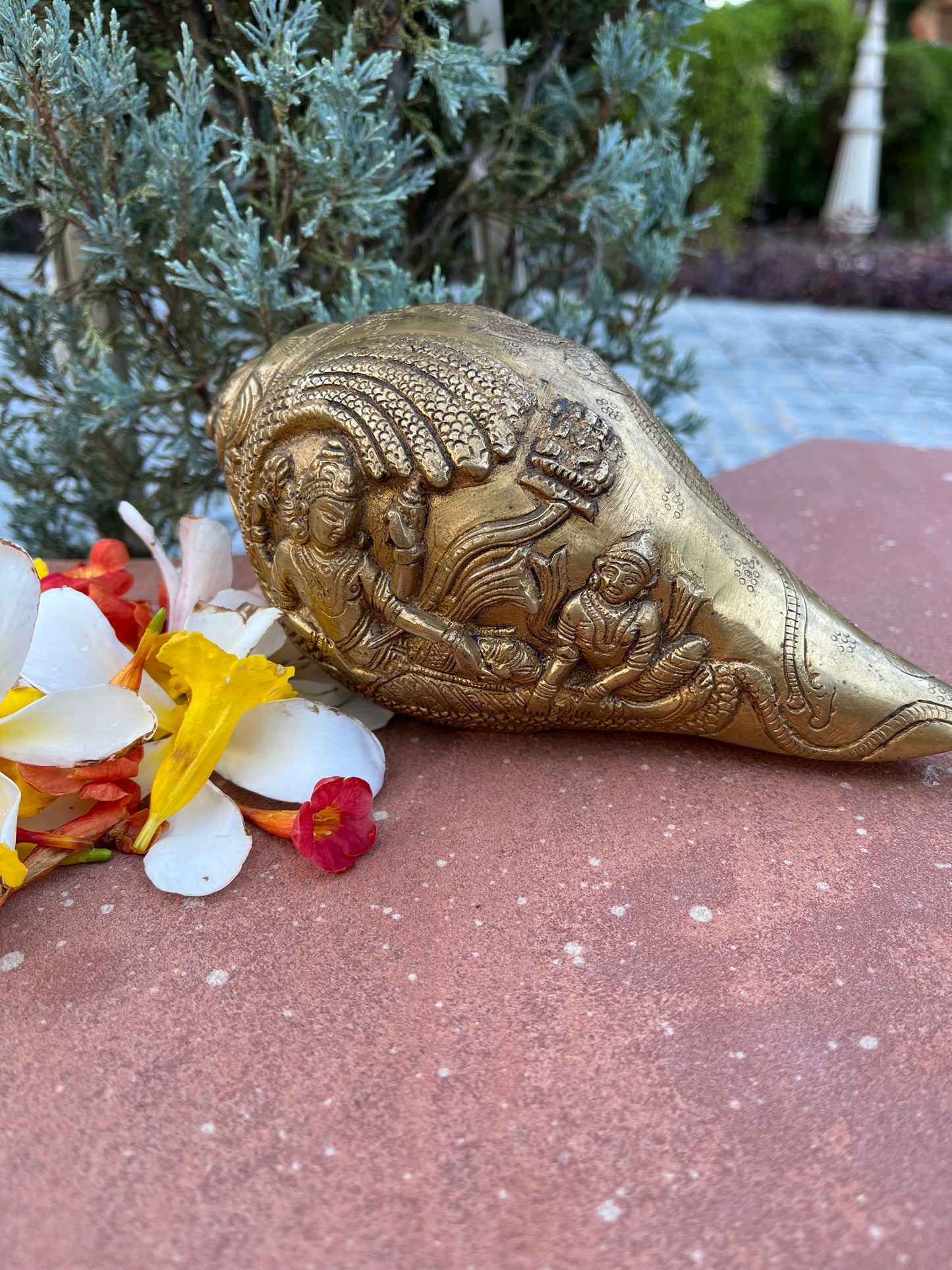 Brass Handcarved Shankh (Conch Shell)