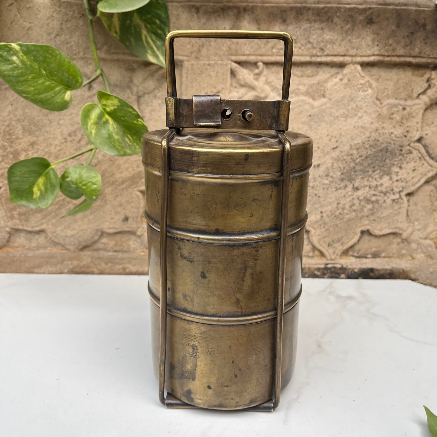 Brass Vintage 3 Tier Tiffin Lunch Box