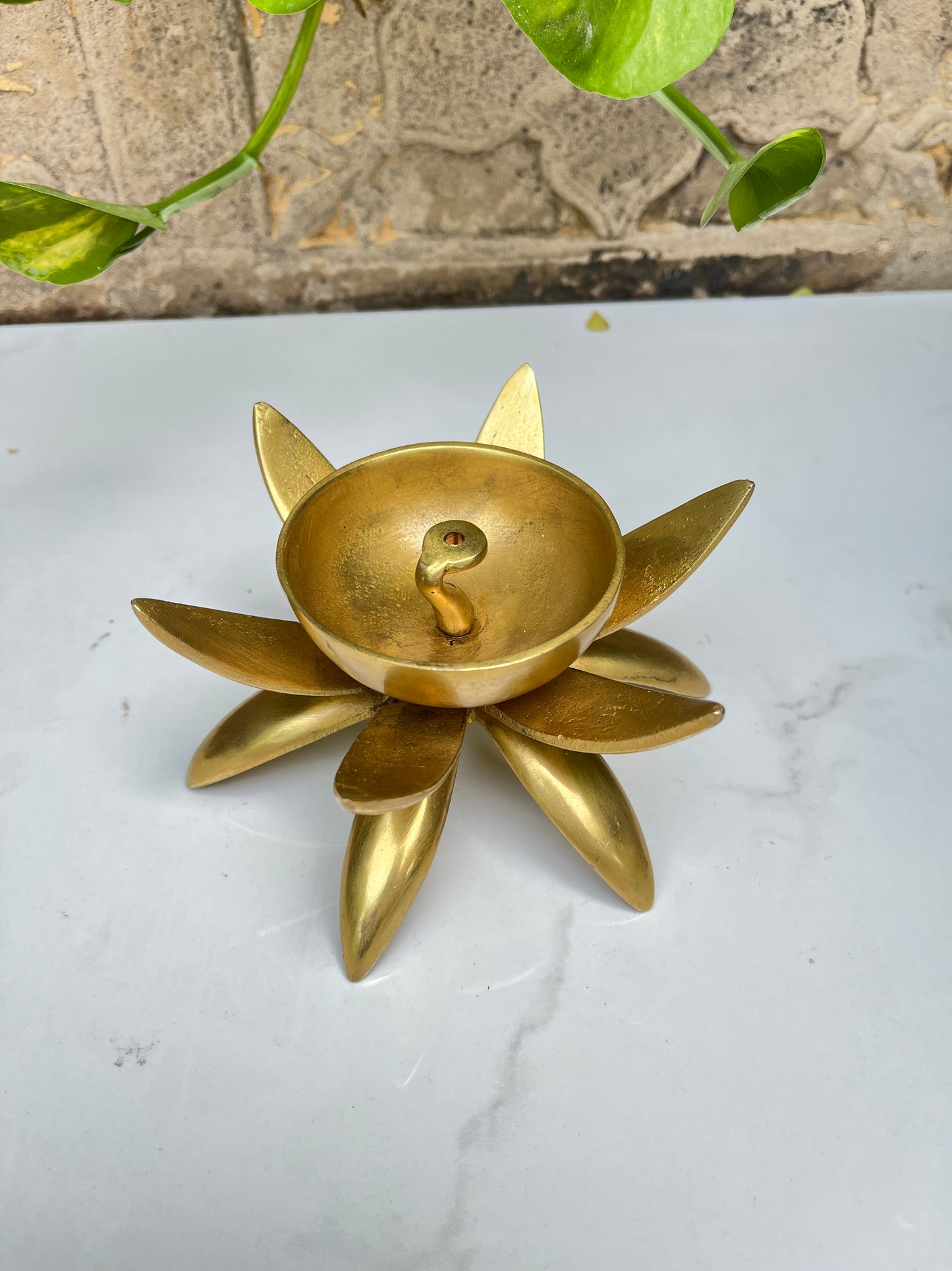 Gold Colour Brass Lotus flower diya