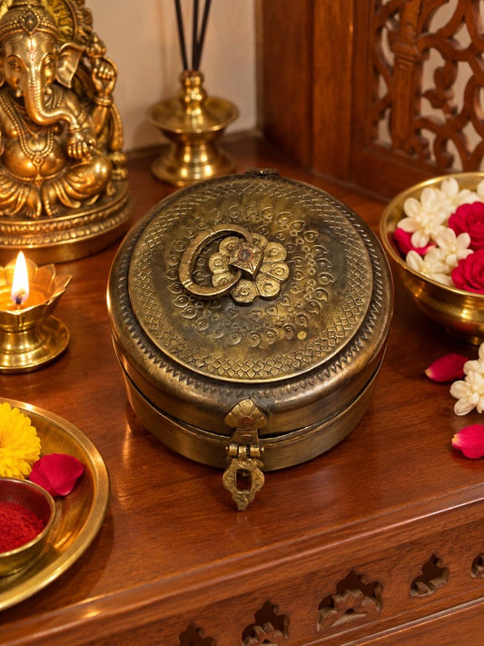 Vintage Brass Round Box