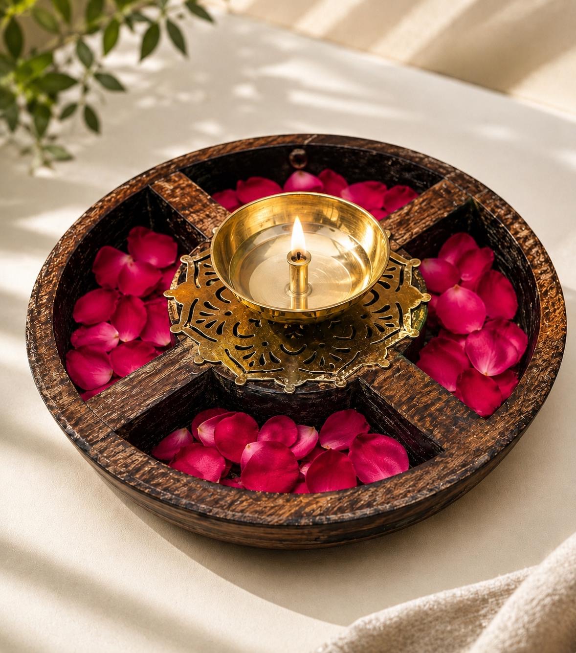 Old Spice Tray as Diya Stand