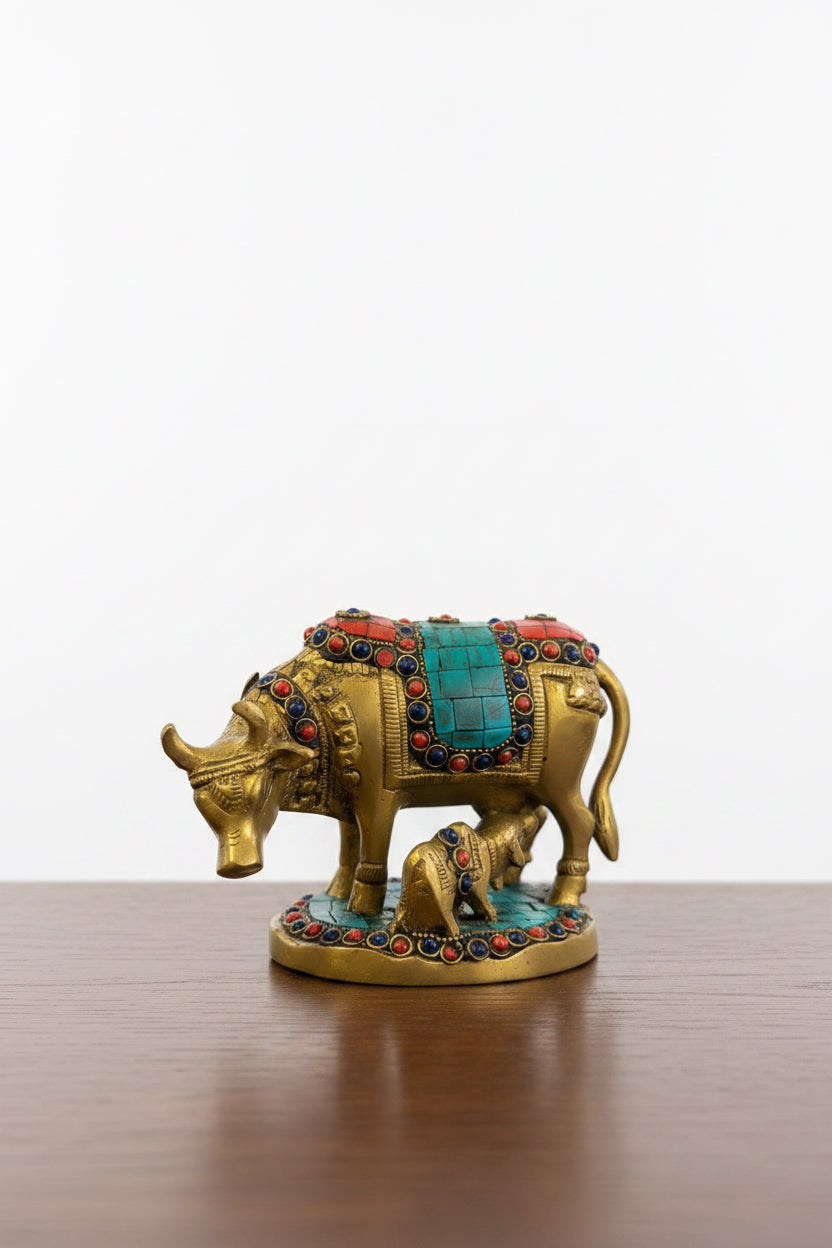 Brass Stone Nandi With Calf