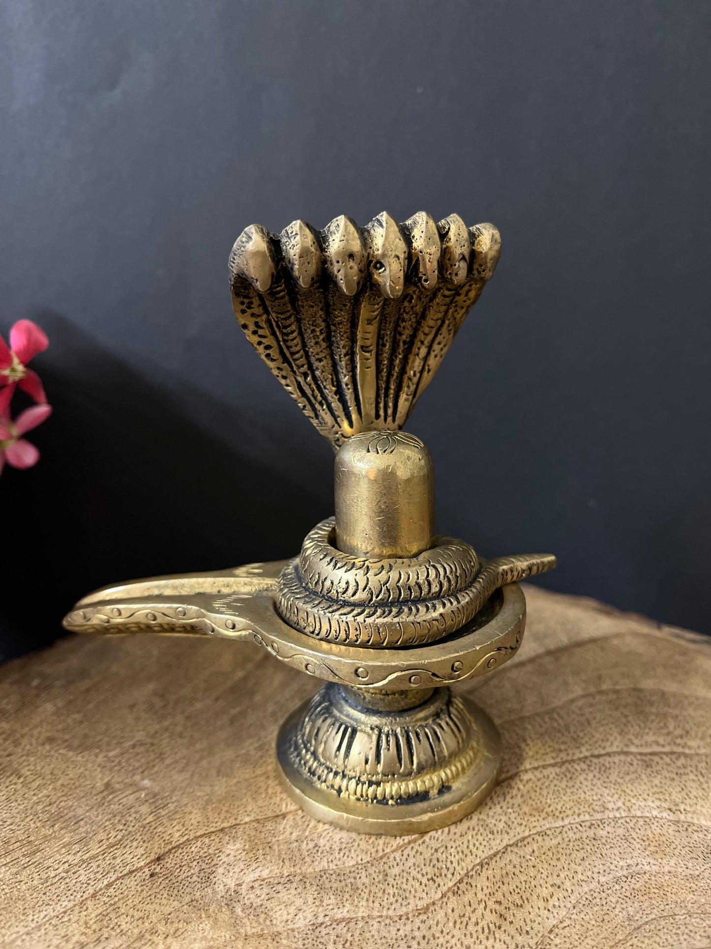 Brass Shivling With Sheshnaag