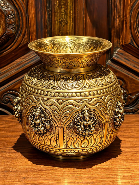 Brass Round Asth Laxmi Pot