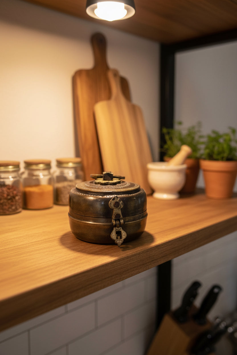Vintage Brass Round Box