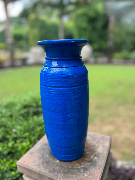 Wooden Blue Pot Candle Stand