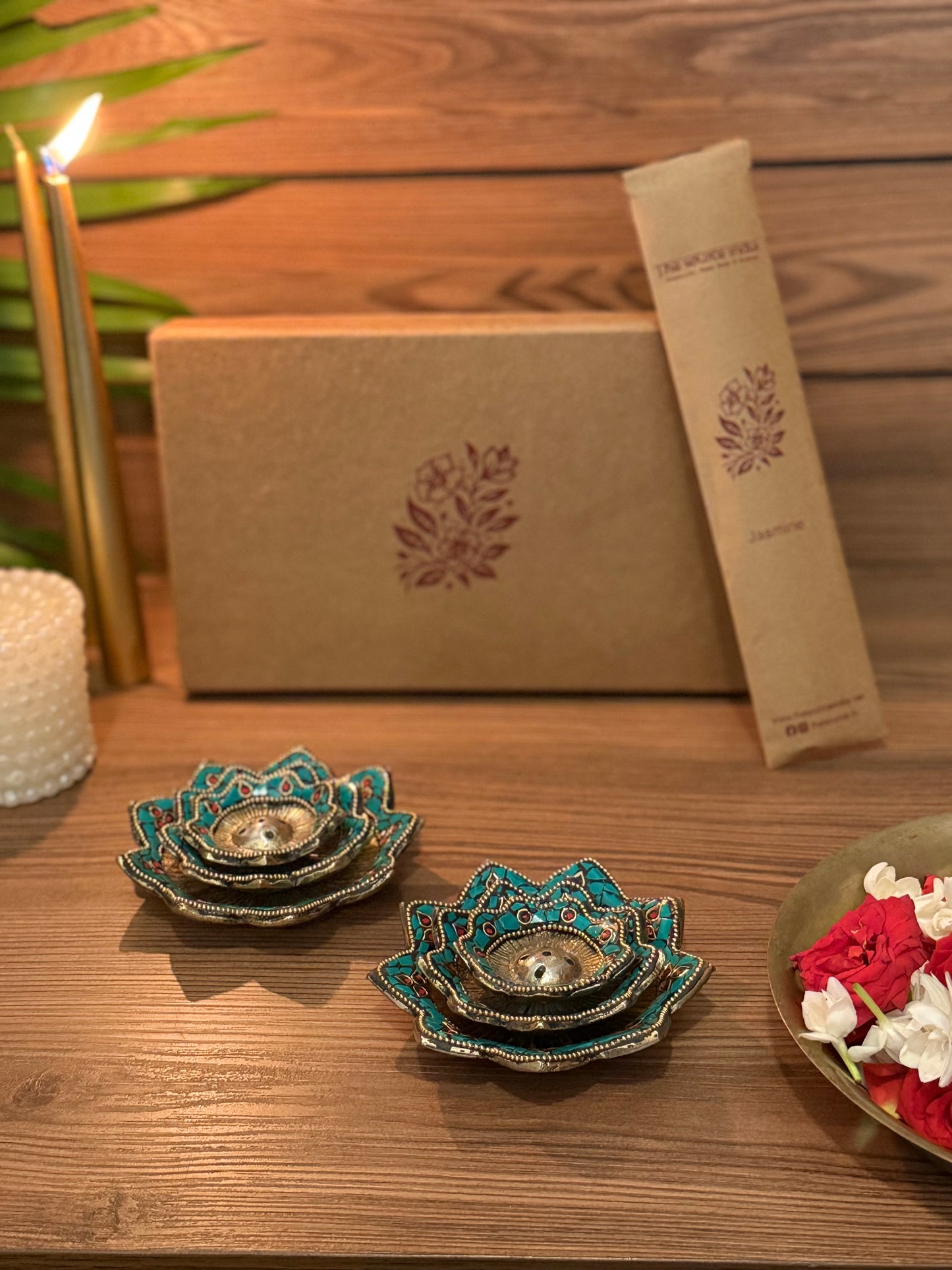 Flowers Incense Stand Set of Two