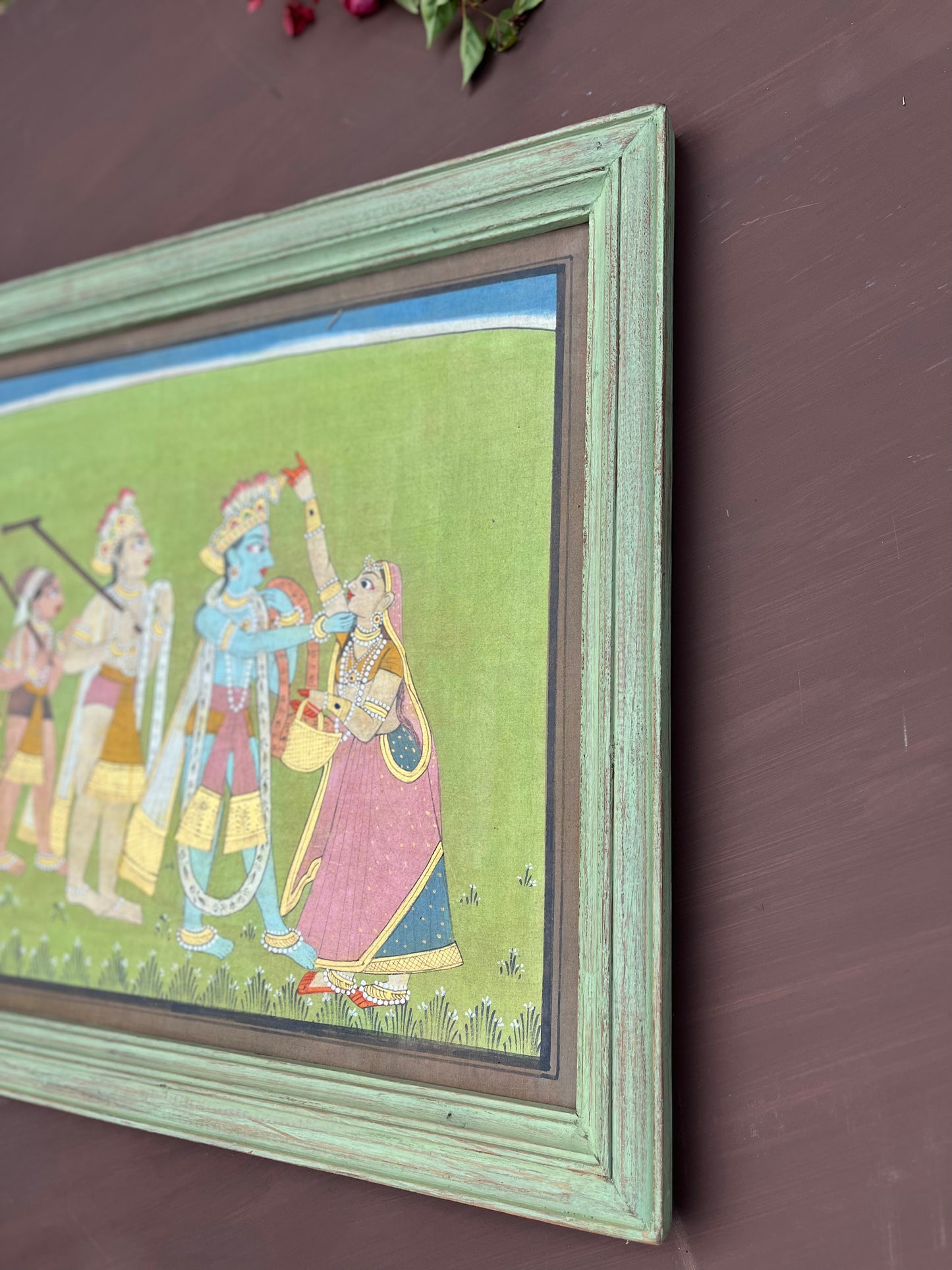 Wood Radha krishna painting