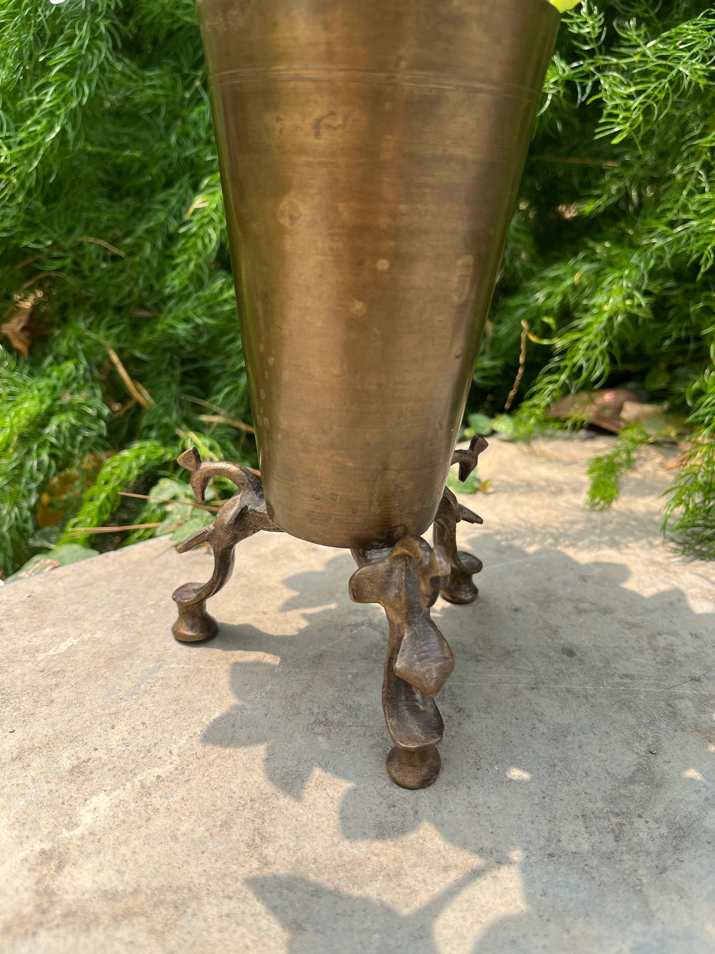 Vintage Brass Flower Pot Peacock stand