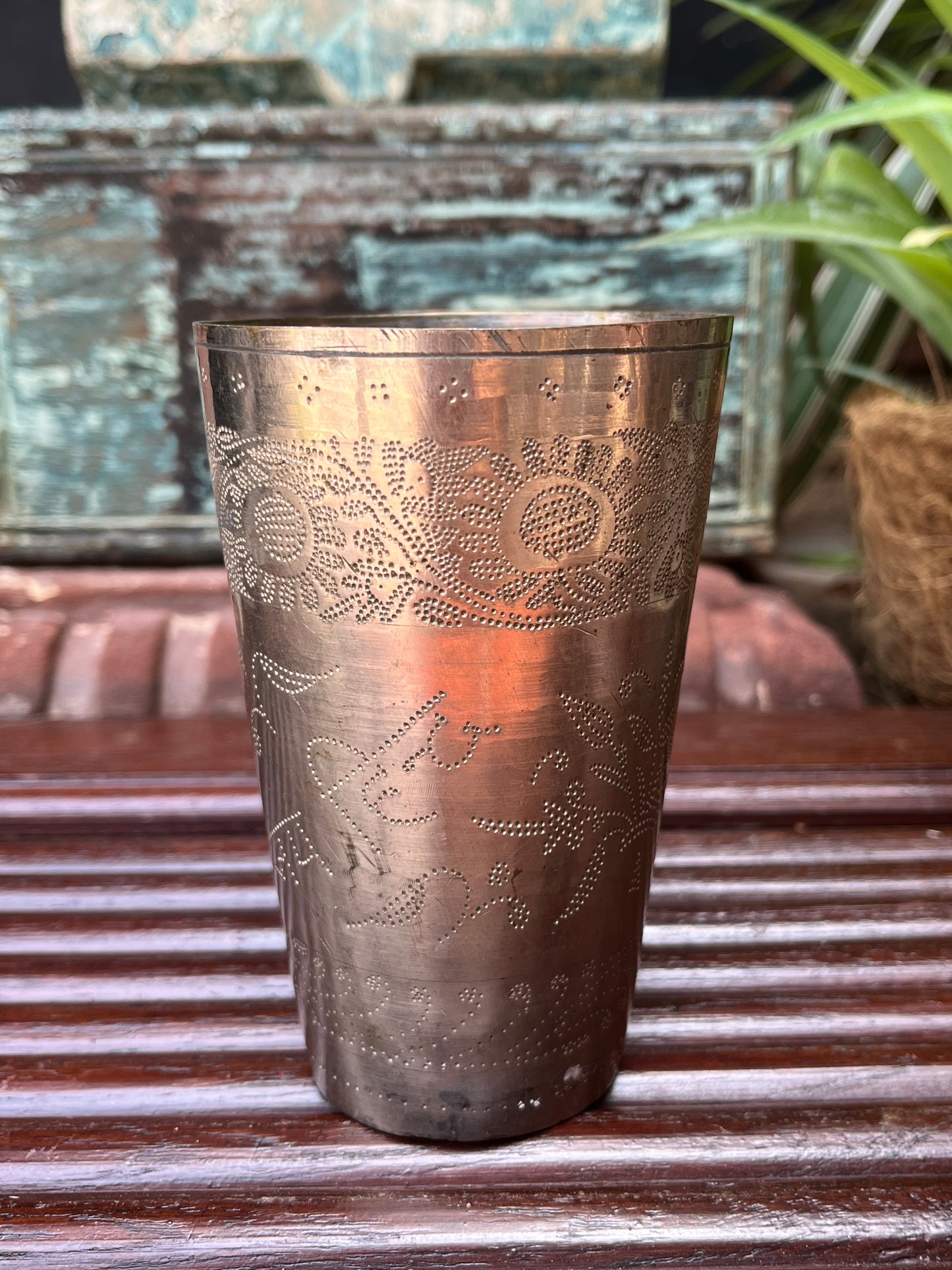 Brass old Glass Planter