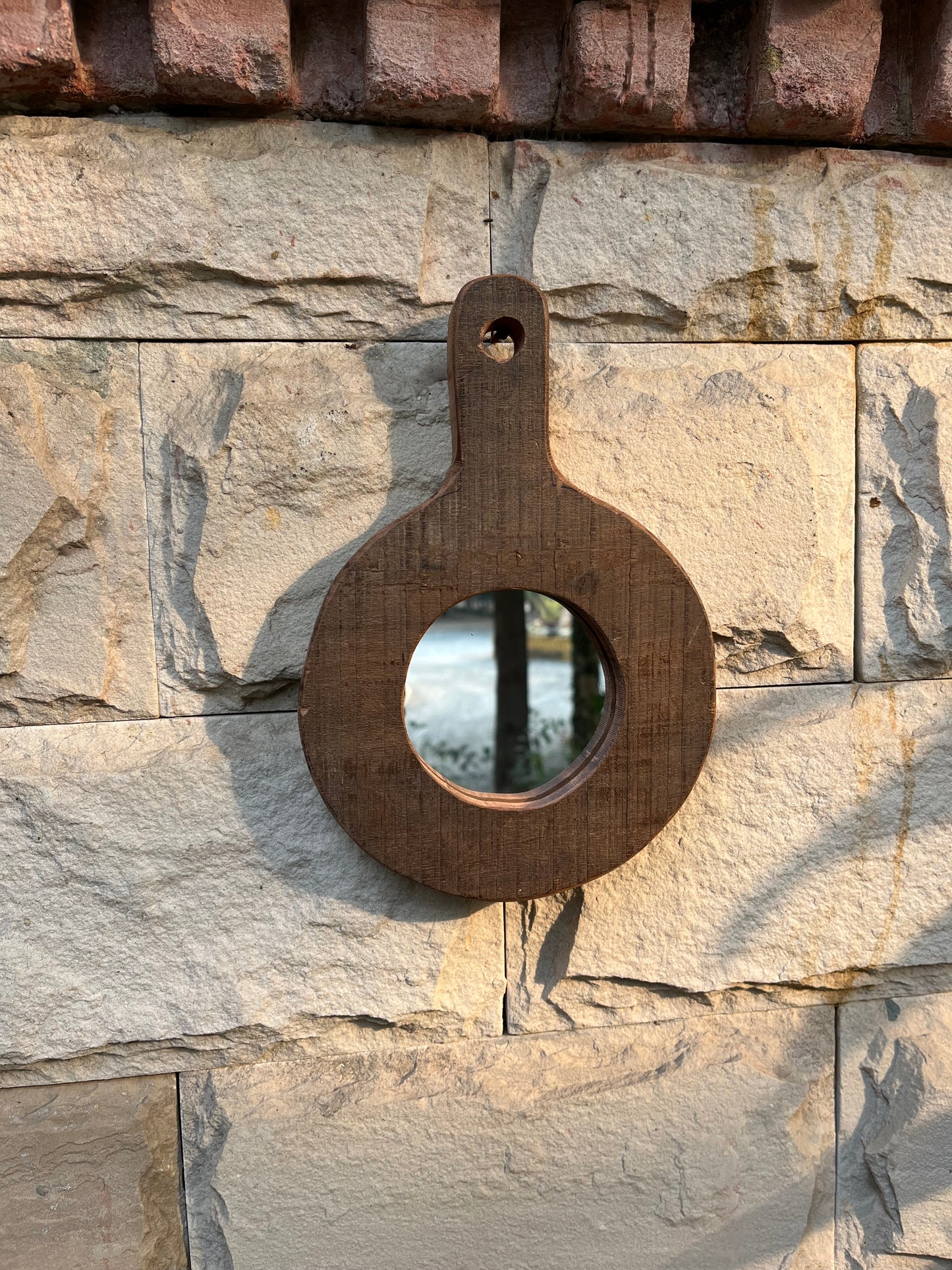 Old Rustic Wall Round Mirror