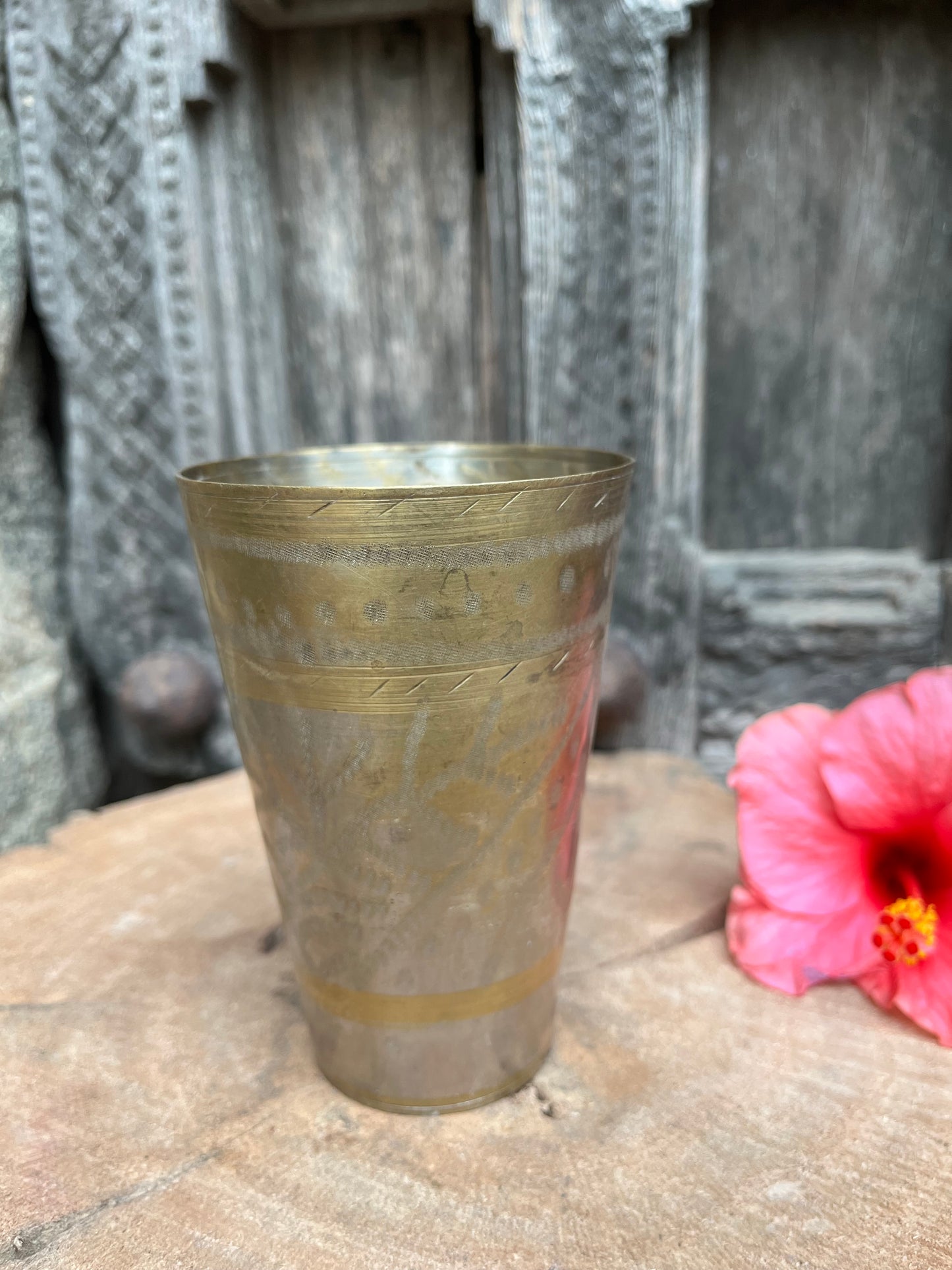 Vintage  Brass Glass Planter