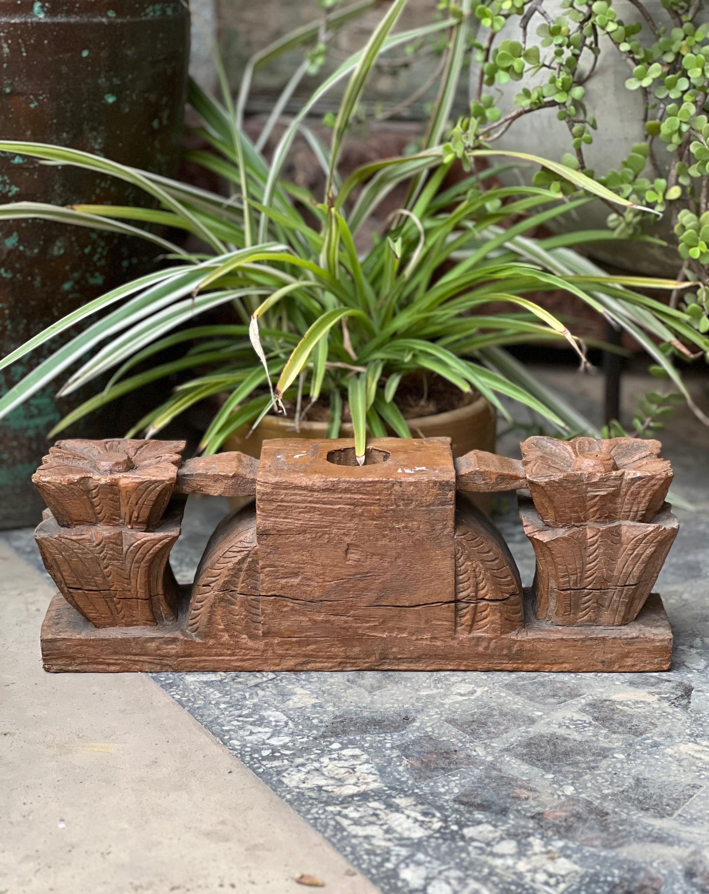 Old Decor Carved Bracket Candle Stand