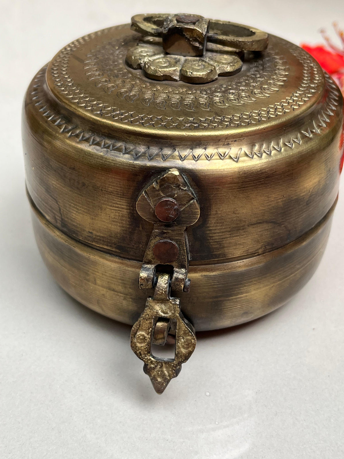 Vintage Brass Round Box