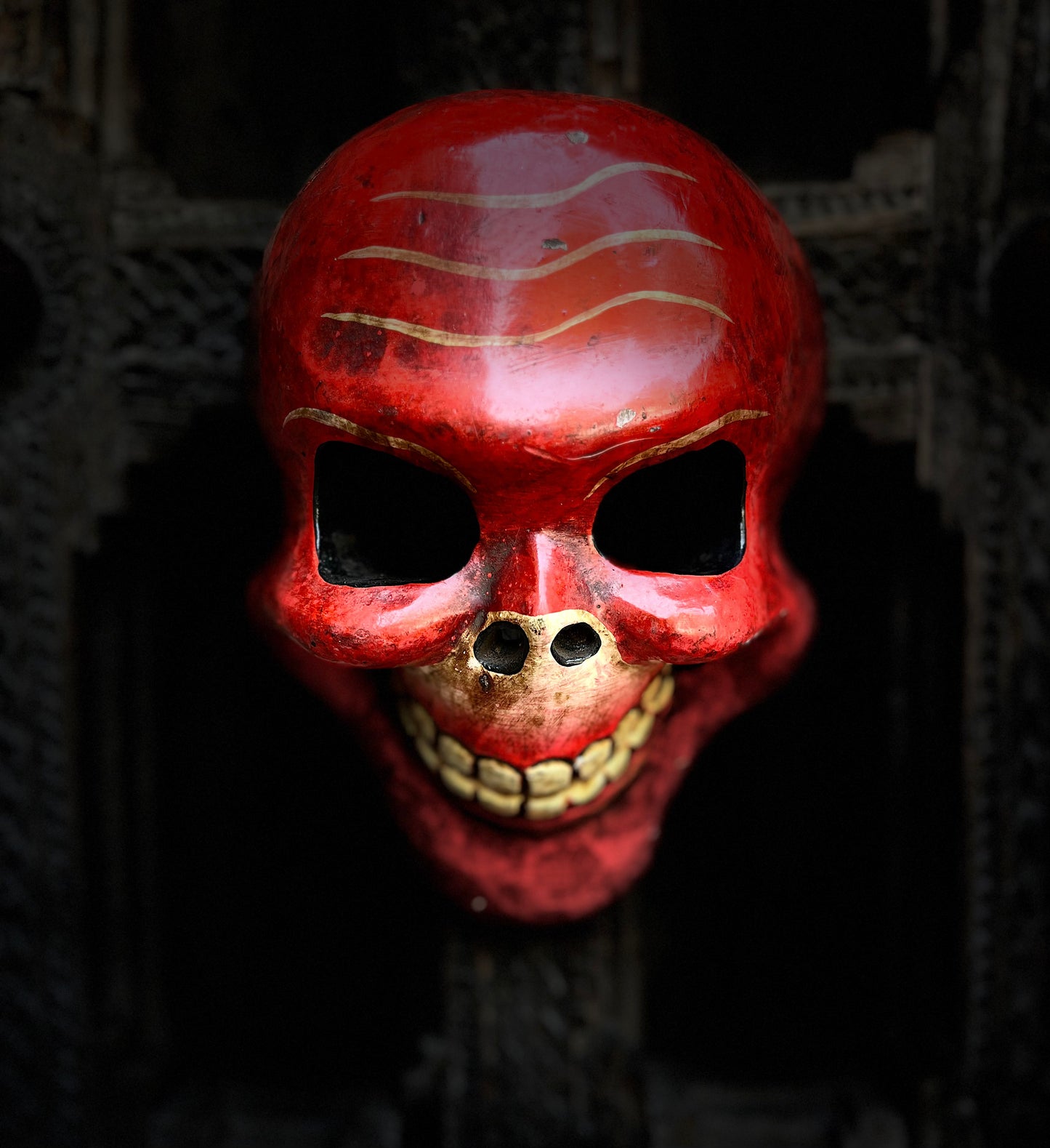 Skull Red Wall Devil Mask