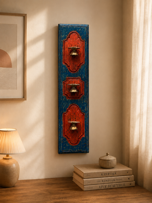 Blue Carved Diya Bracket ￼