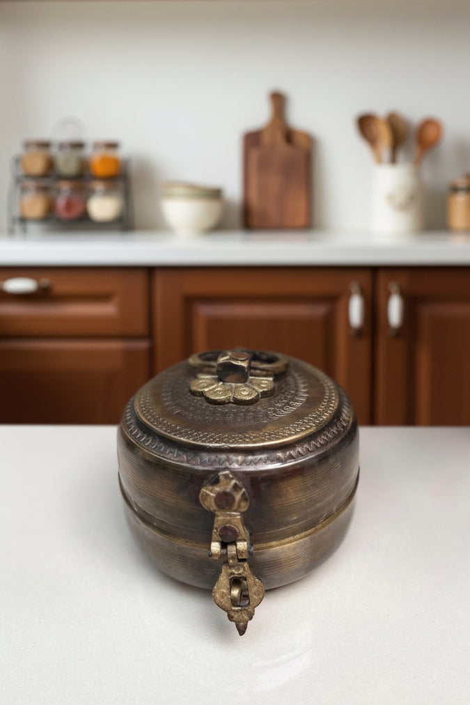 Vintage Brass Round Box