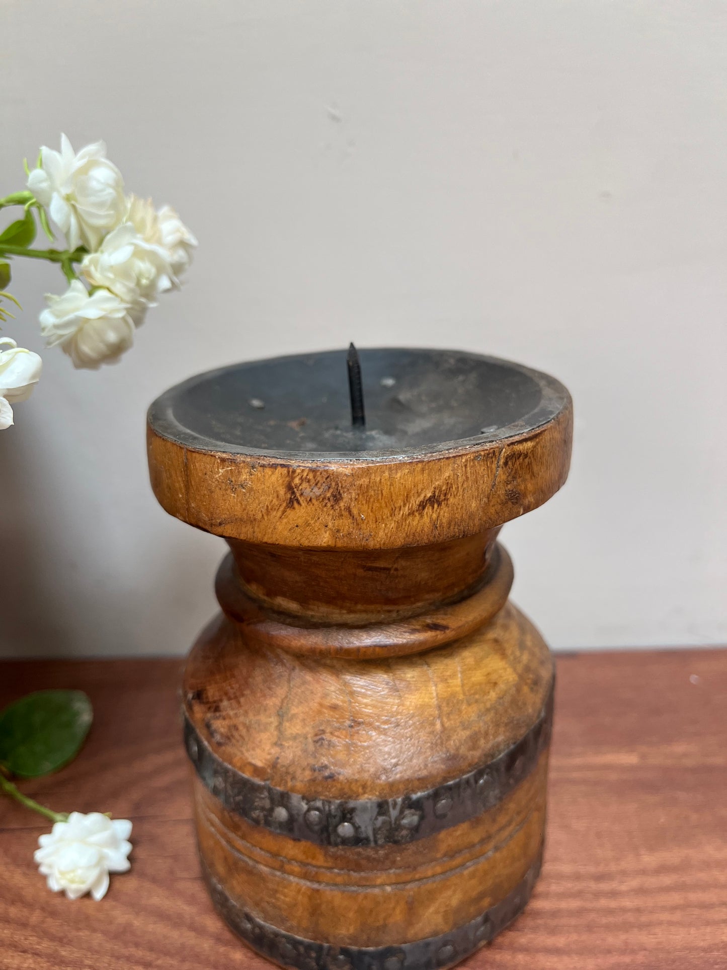 Wood Pot  Candle Stand