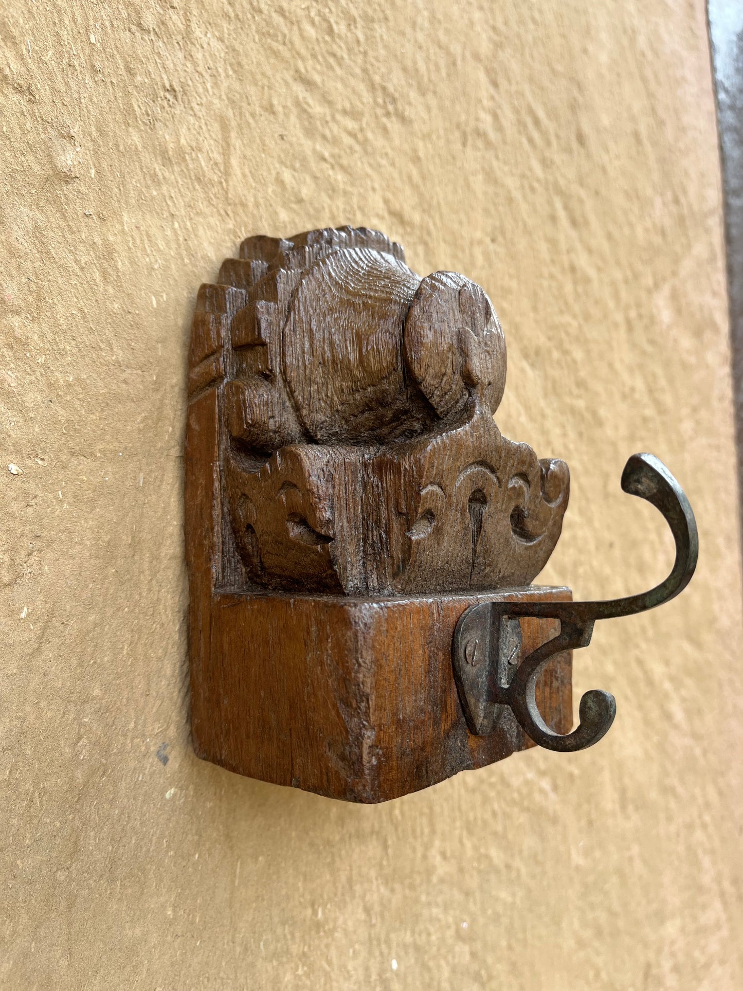 Old Wooden Wall Brass Hook