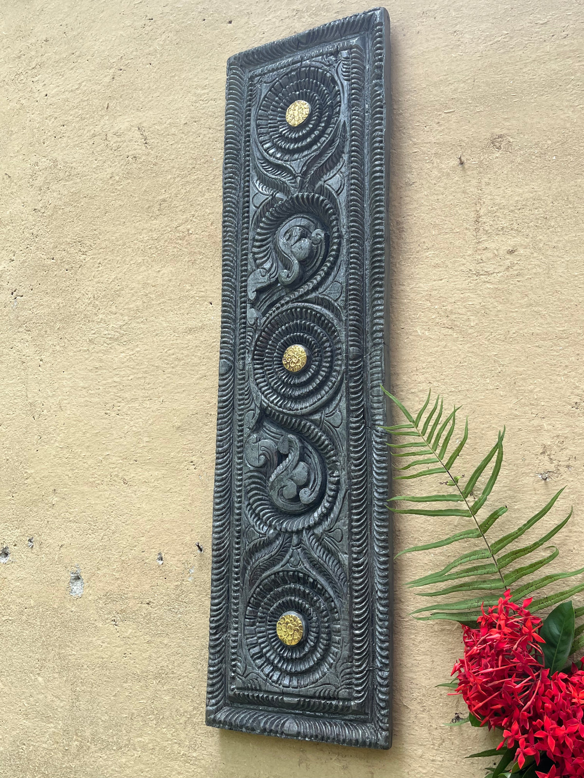 Hand  Carved Gray Decorative Panel