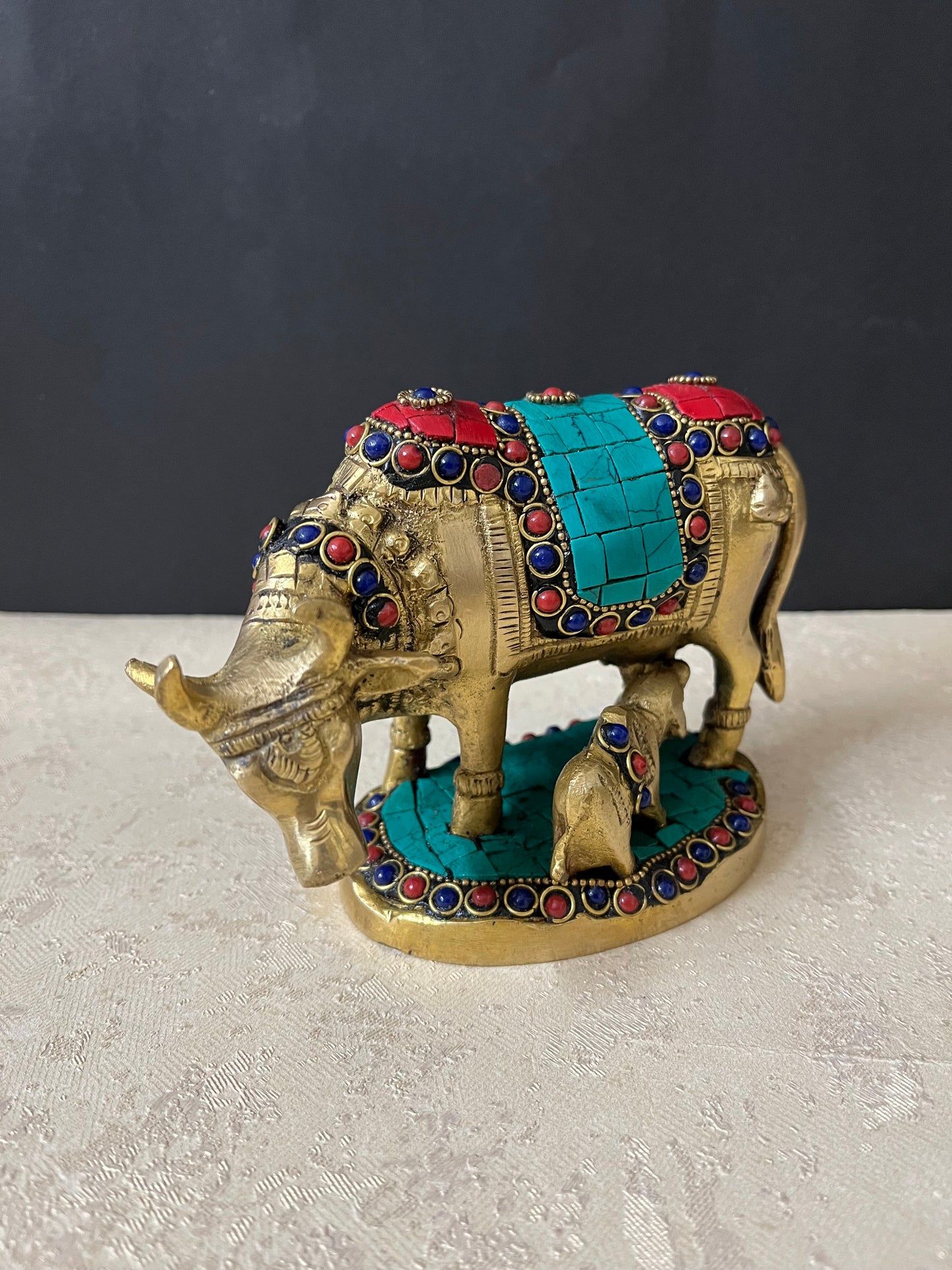 Brass Holy Nandi With Calf Handcrafted