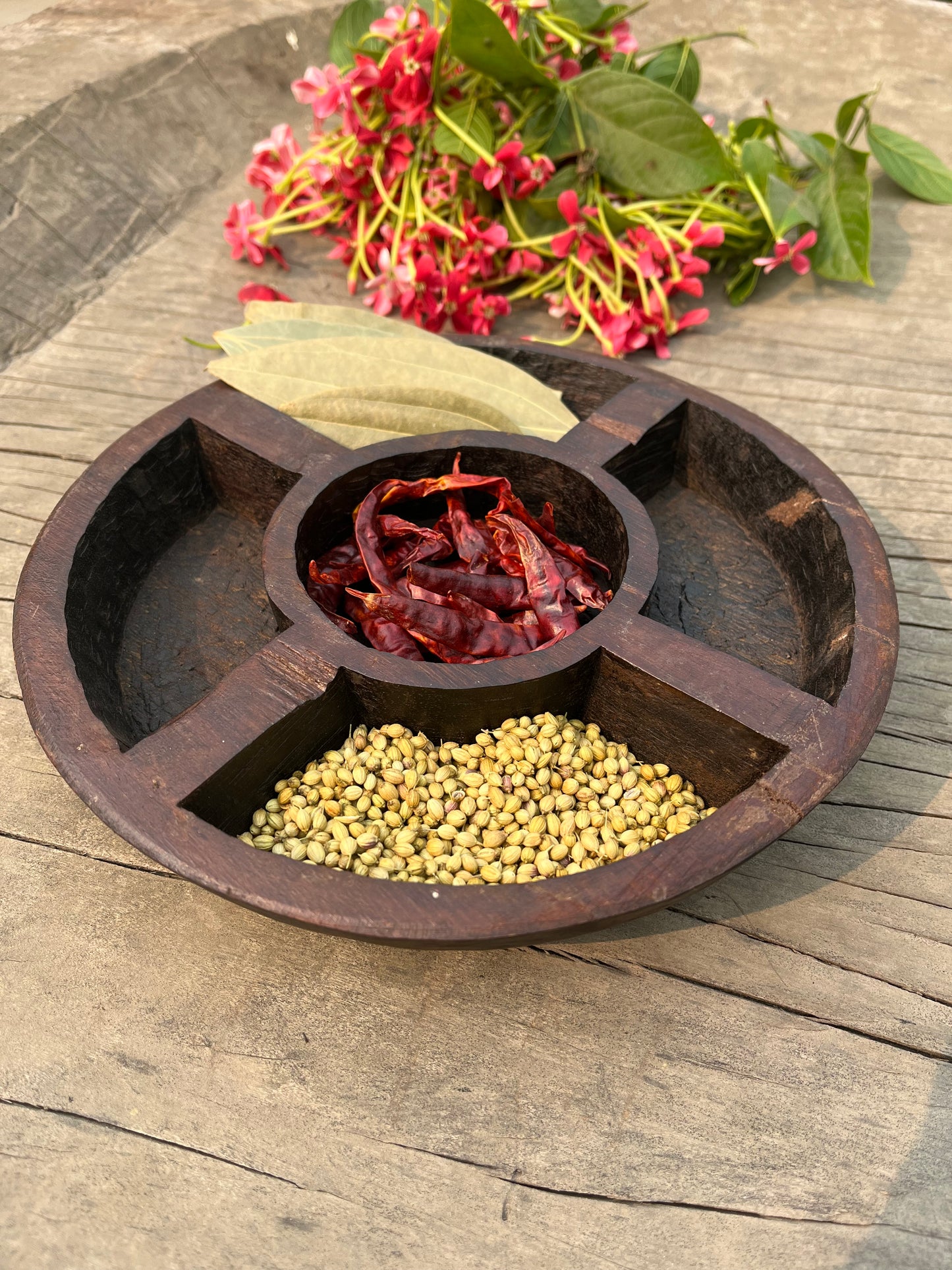 Vintage wooden Spice platter