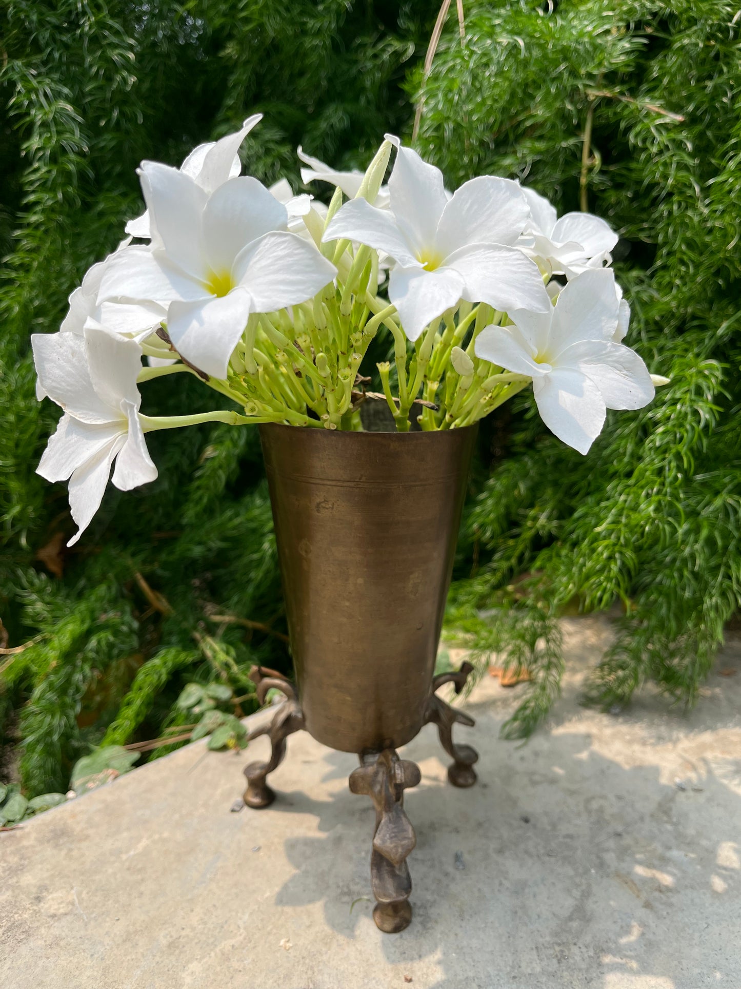Vintage Brass Flower Pot Peacock stand