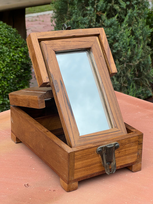 Wood Barbar Mirror Folding Box