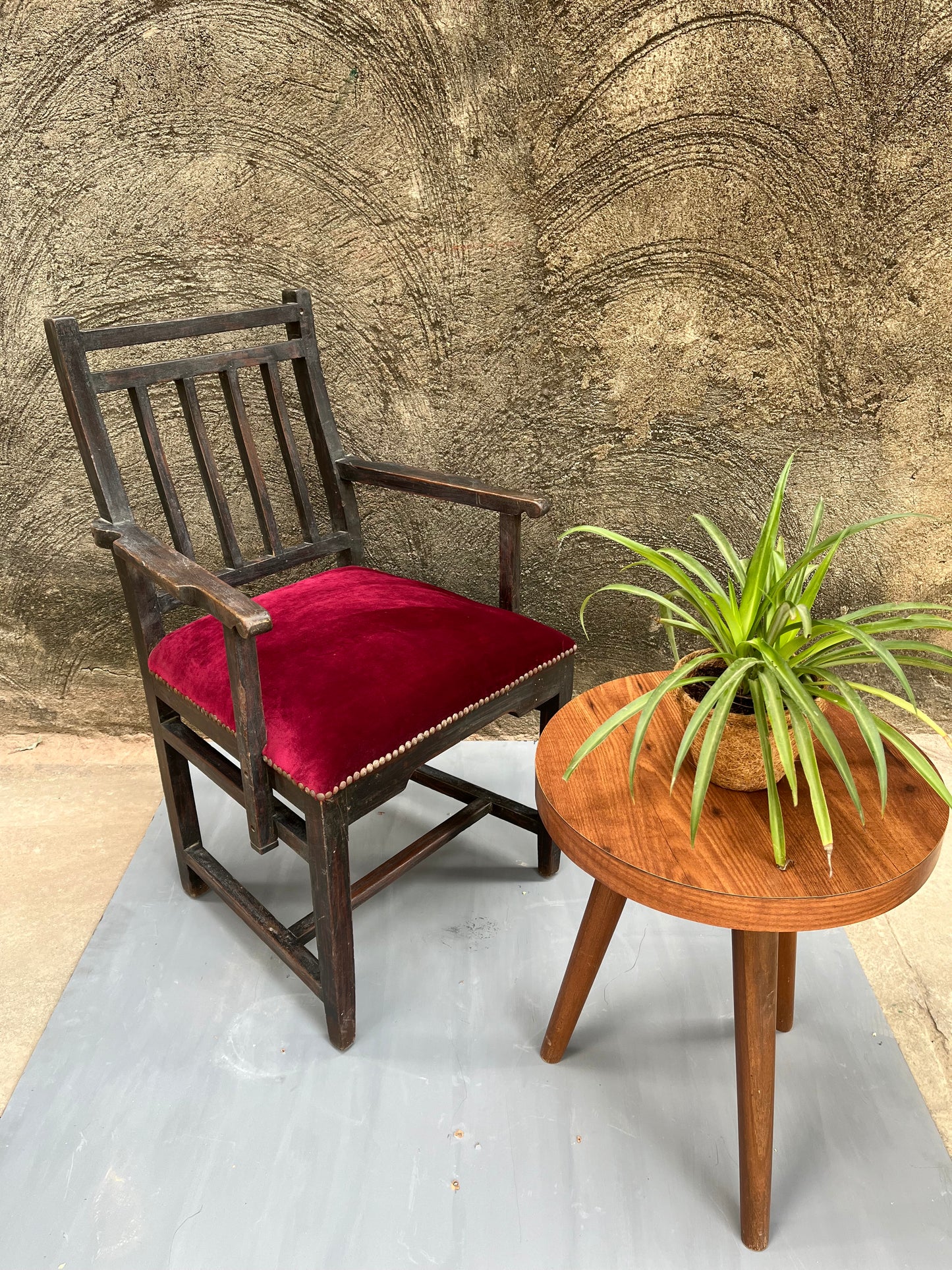 Vintage Wooden Cushion Arm Chair