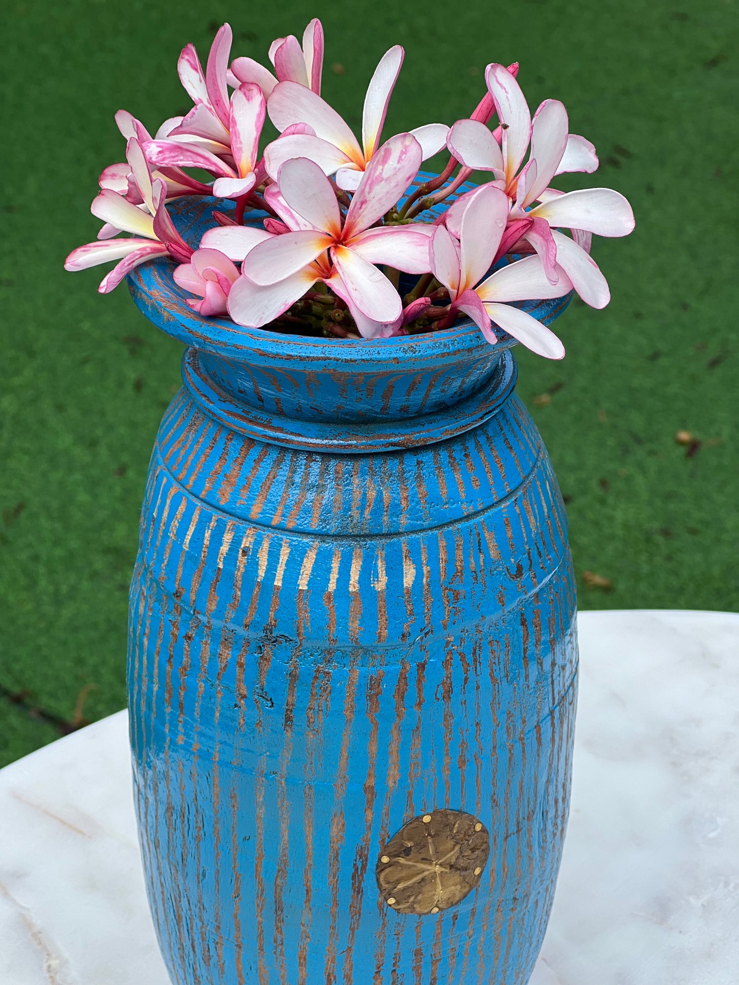 Wood Decorative Blue Pot