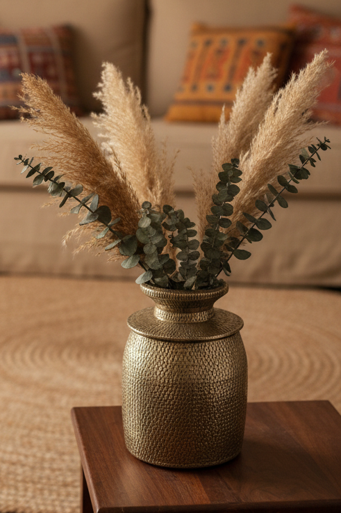 Wood German Silver Flower Pot